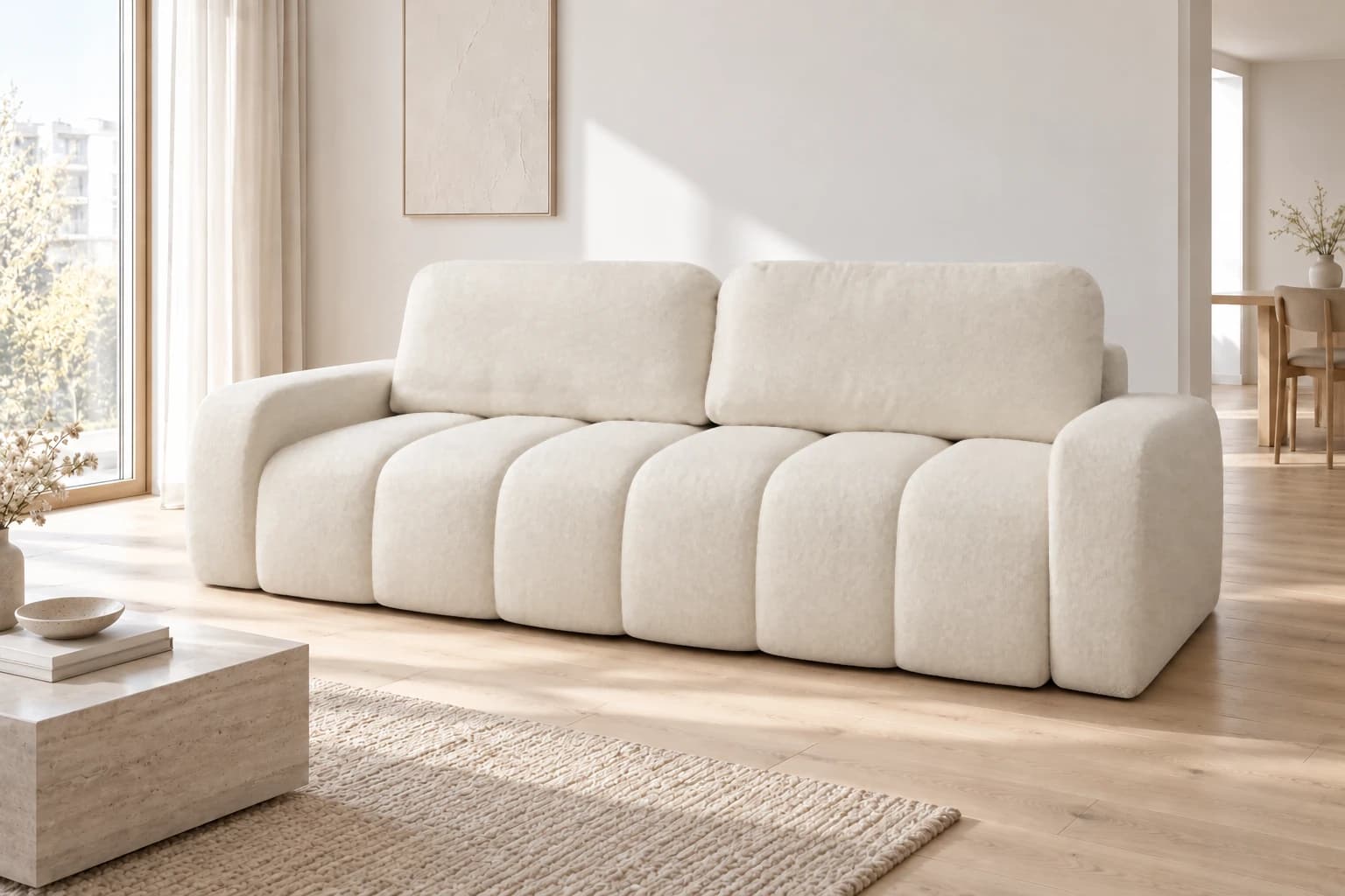 Sofa IBIZA w mieszkaniu przy prostokątnym oknie