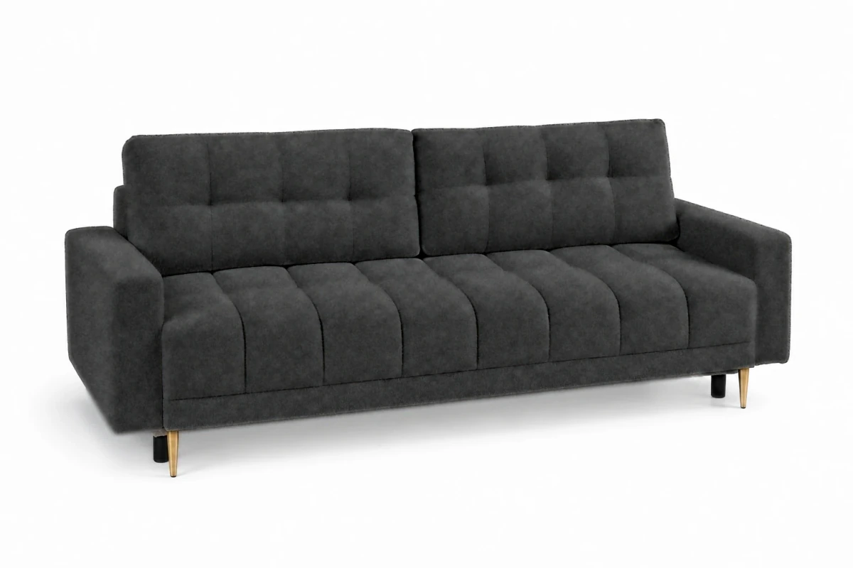 Sofa PRINCE 229 cm - widok z ukosa, Fredo 40 grafit