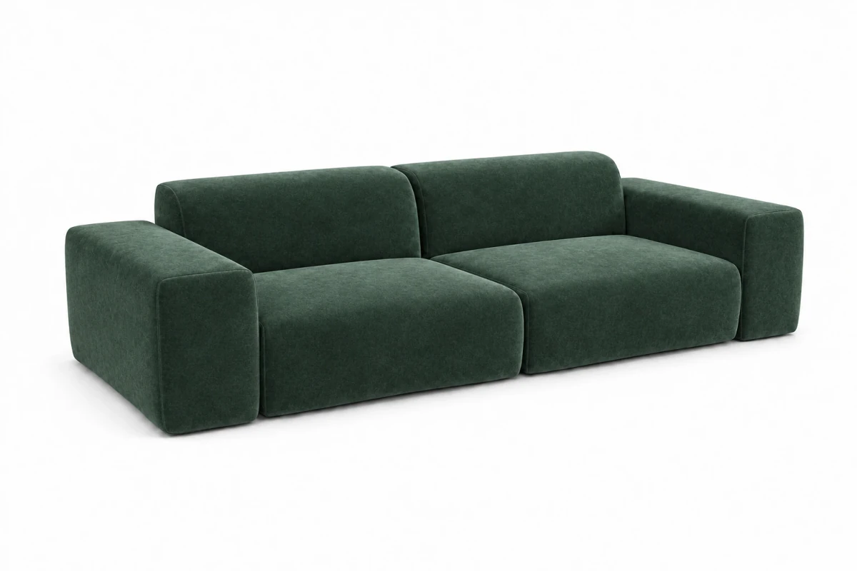 Sofa PYLLOW 3-osobowa 266 cm - widok z ukosa, Salvador 07 zielony