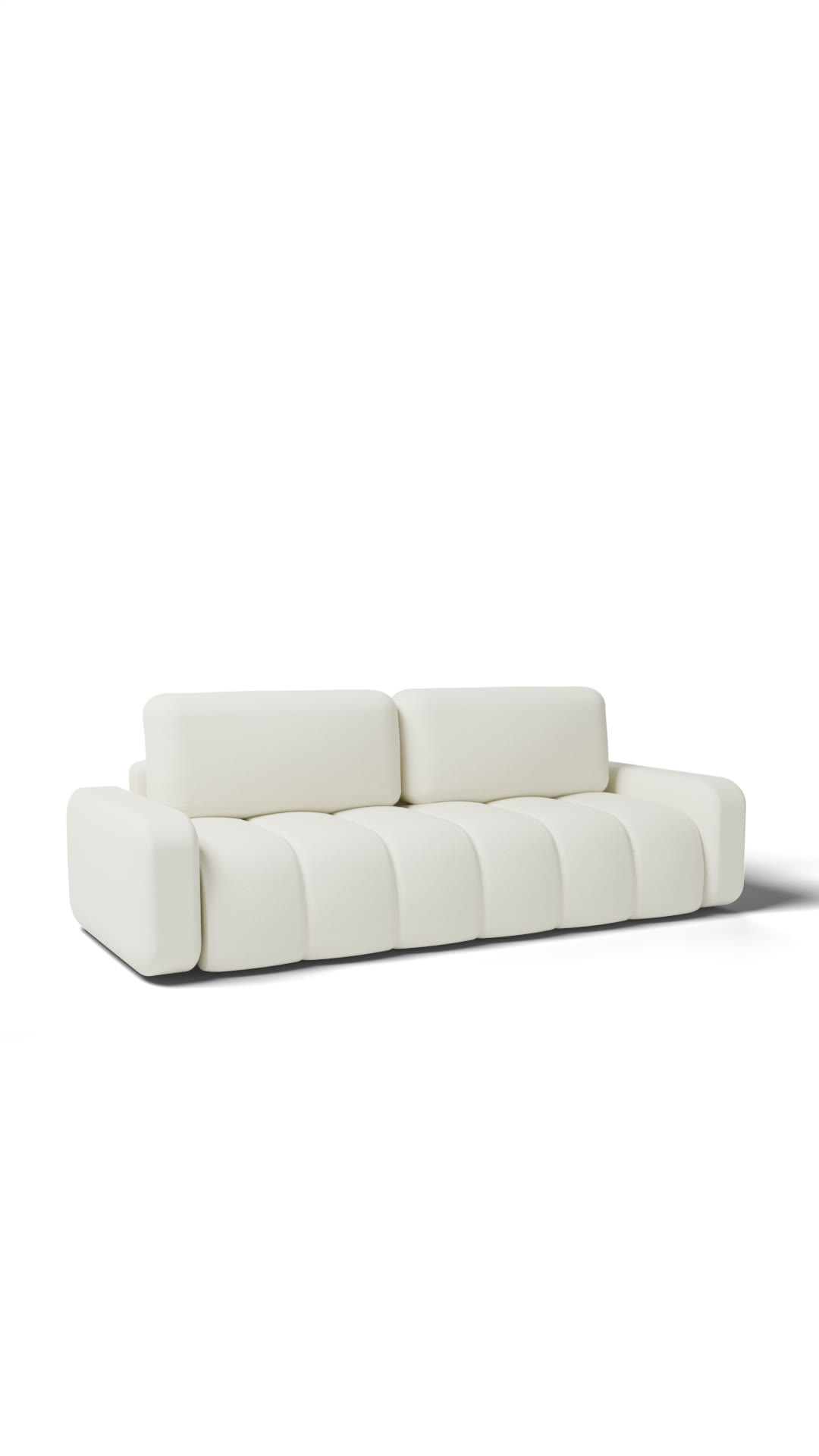 Sofa IBIZA w kremowym bouclé w jasnym studiu